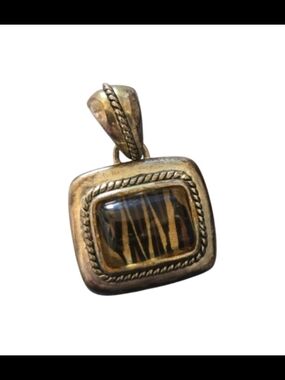 Vintage Tiger Eye Square Pendant - Women Jewelry